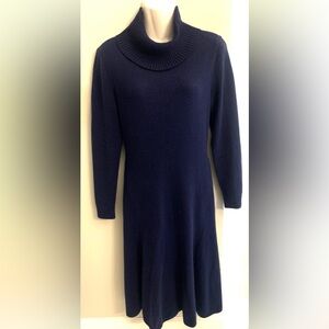 Lafayette 148 NY 100% Cashmere Dress LUXURY Blue Womens S 4 6 COZY CLASSIC Cowl